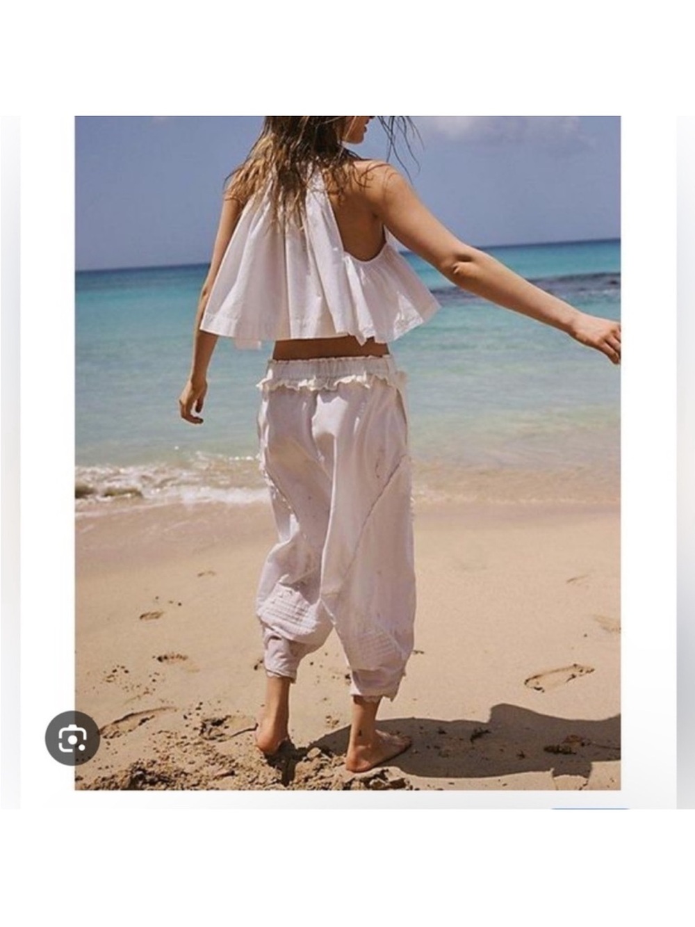 Free People White Cropped Boho Harem Pants